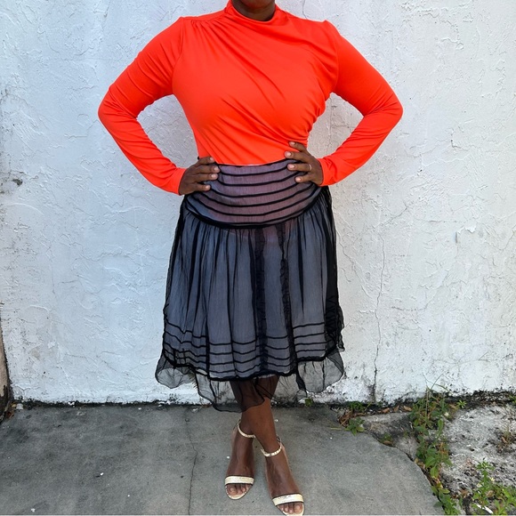 Sophia Michelle Black Sheer Double Layer White Lining A Line Full Skirt! - Picture 1 of 7